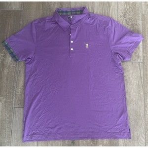 William Bill Murray Golf Mens XL Polo Shirt Purple Plaid HTF Style